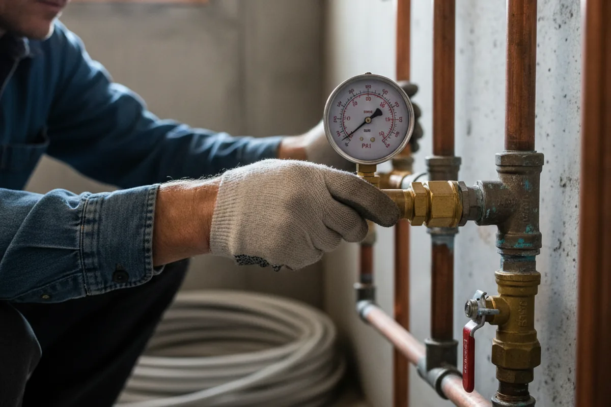 Pressure testing a repaired line during Water Line Repair in East Mc Keesport